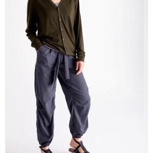 Paskho Womens Serene Travel Jogger Pant XL Gray Tie Front Pockets Comfort